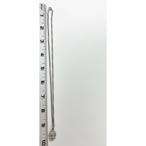 Saint Christopher Sterling Silver Star Pendant Chain Protection 10 in Necklace - Picture 2 of 3